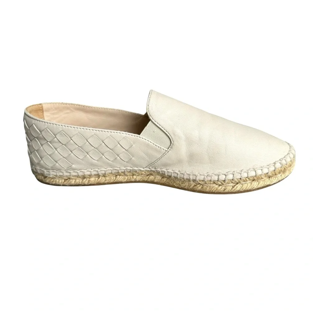 Bottega Veneta Intrecciato Woven Leather Espadrile Off White